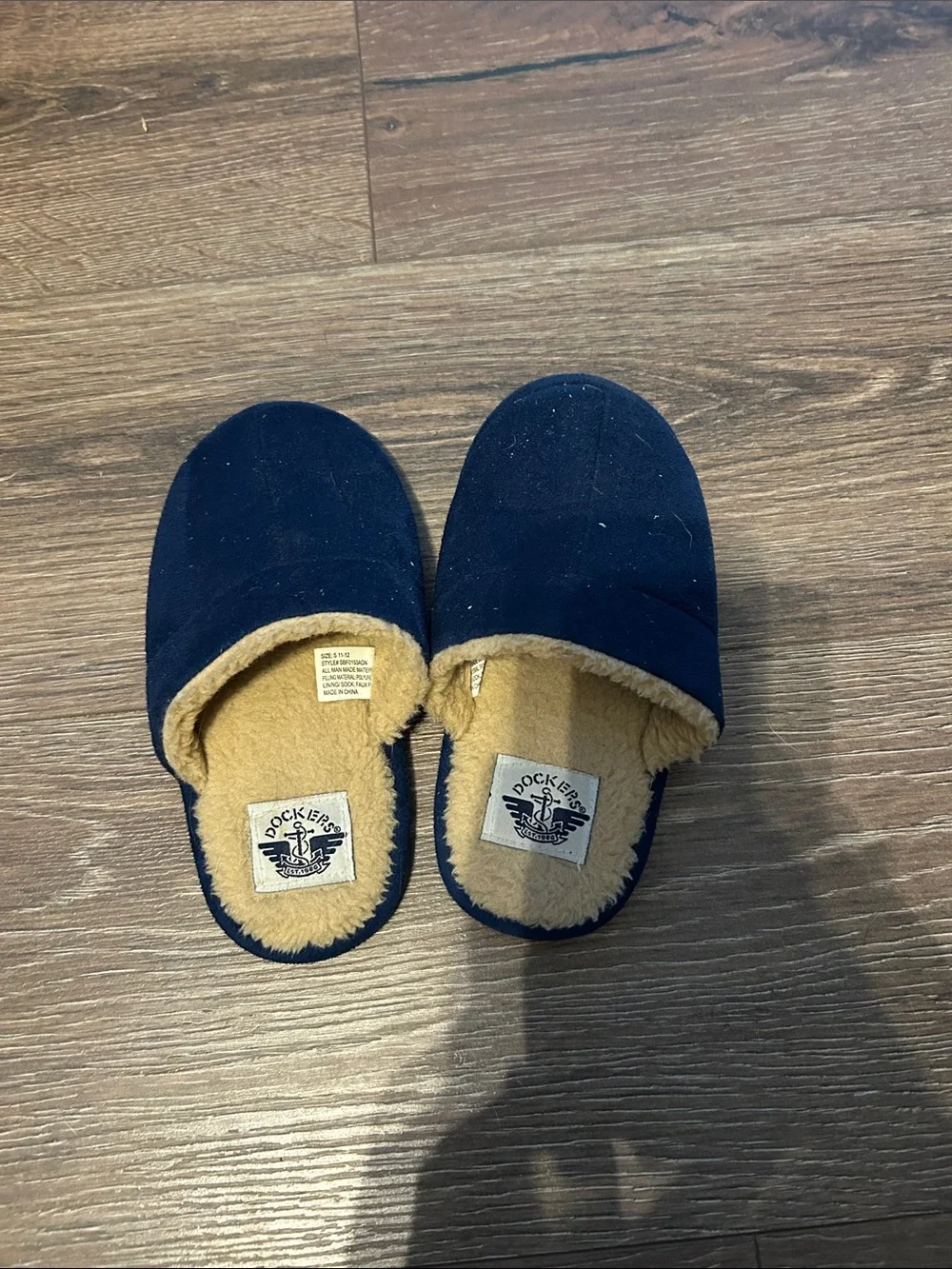 Kids Dockers Navy Slip-On Fleece-Lined House Slippers